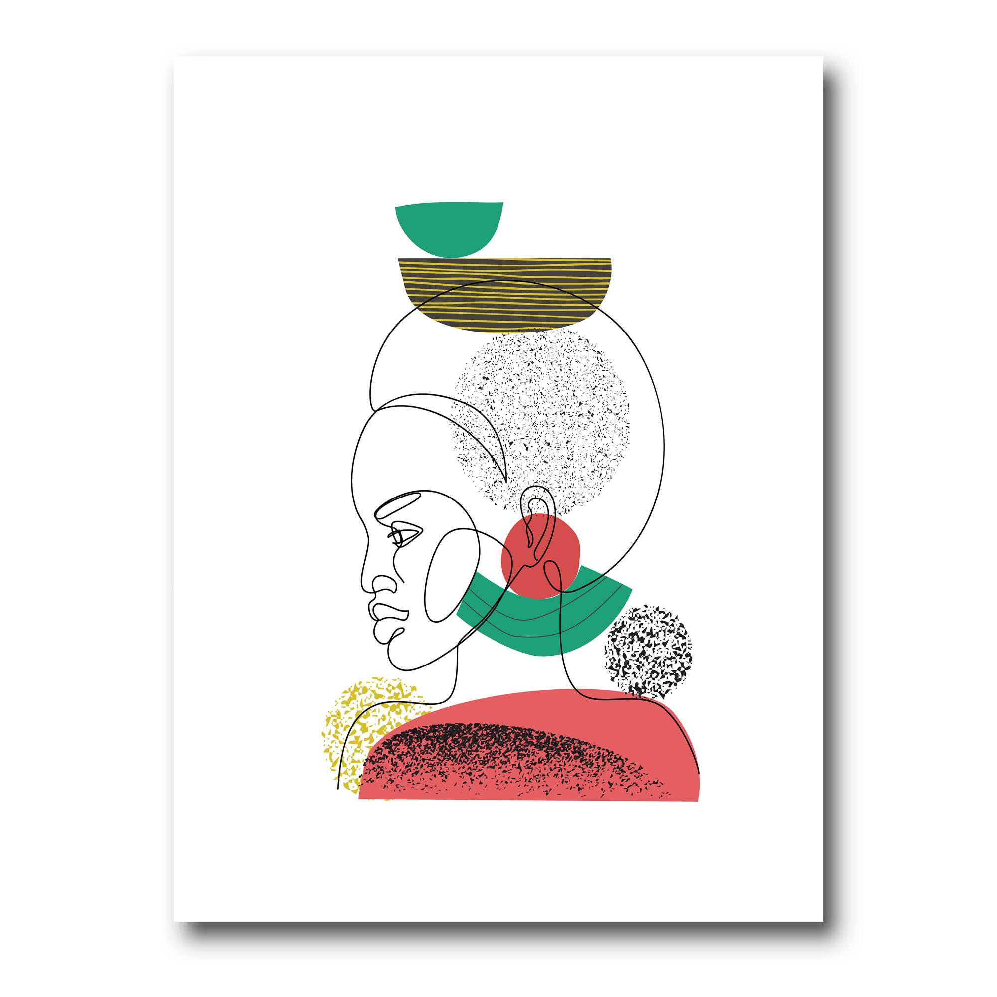 Designart - One Line Portrait of African American Women II